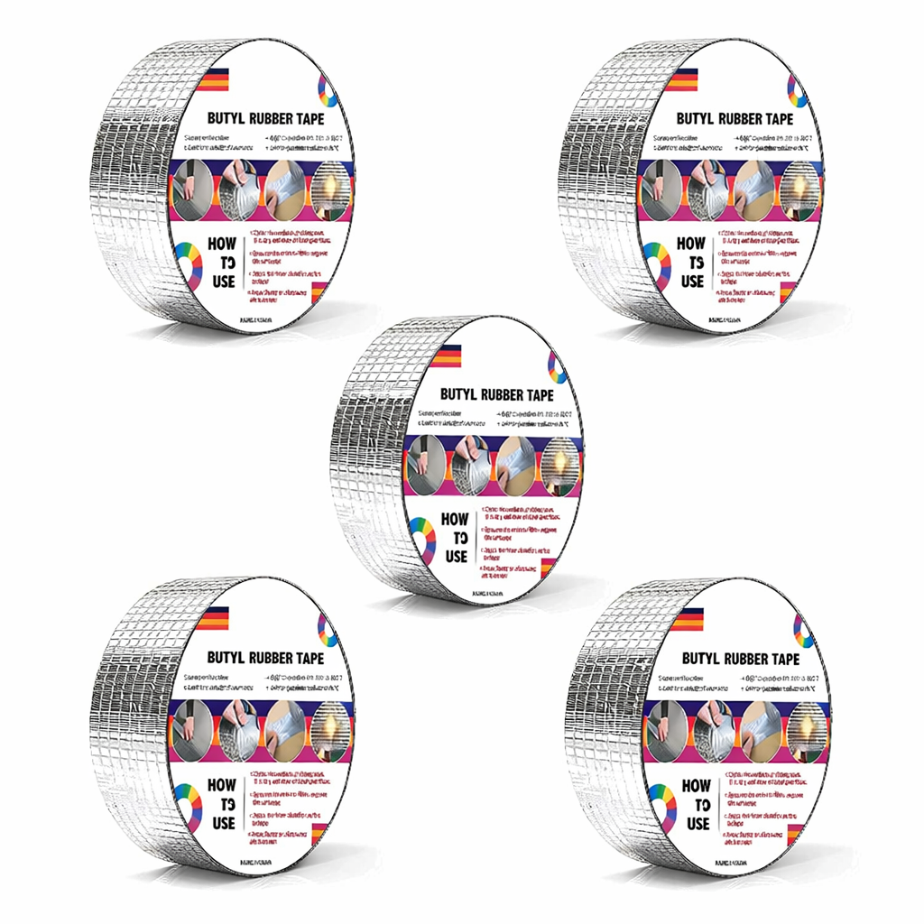 Waterproof Aluminium Foil Rubber Tape Strong Butyl Rubber Tape For all Repair and Leakage Solutions (Grey Color) Kunplast