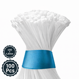 Locking Cable Ties, 400 X 4.8 mm, White, Heat Resistant Cable Zip Ties, Self-Locking Cable Organizer, Anti - Slip Wire Organizer, For Indoor & Outdoor Use Kunplast