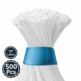 Locking Cable Ties, 400 X 4.8 mm, White, Heat Resistant Cable Zip Ties, Self-Locking Cable Organizer, Anti - Slip Wire Organizer, For Indoor & Outdoor Use Kunplast