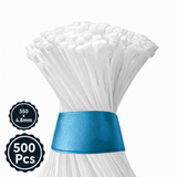 Self Locking Cable Ties, 350 X 4.8 mm, White, Heat Resistant Cable Zip Ties, Self-Locking Cable Organizer, Anti - Slip Wire Organizer, For Indoor & Outdoor Use Kunplast