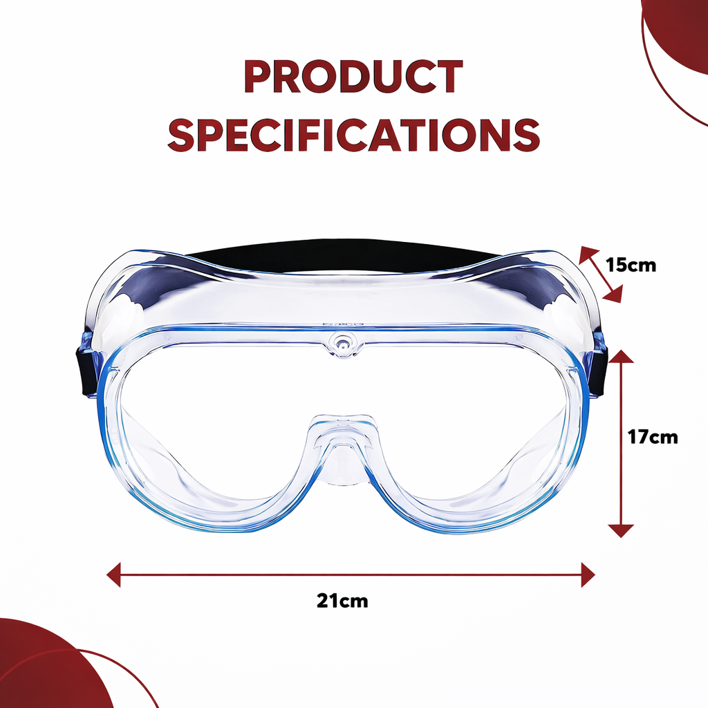 Safety Goggles for Chemical Protection with an Adjustable Strap and Minimum Lens Fogging Kunplast