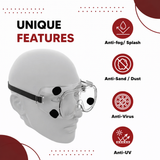 Safety Goggles for Chemical Protection with an Adjustable Strap and Minimum Lens Fogging Kunplast