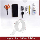 Double Sided Tape (3m x 3cm), Heavy Duty, Transparent IVY Grip Tape, Removable Traceless Mounting Best Suited for Wall Tape, Kitchen, Home Décor & DIY Kunplast
