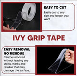 Double Sided Tape (3m x 3cm), Heavy Duty, Transparent IVY Grip Tape, Removable Traceless Mounting Best Suited for Wall Tape, Kitchen, Home Décor & DIY Kunplast