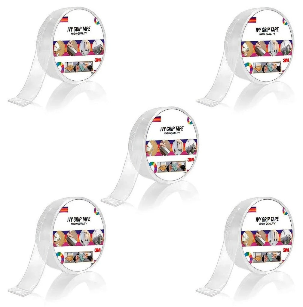 Double Sided Tape (3m x 3cm), Heavy Duty, Transparent IVY Grip Tape, Removable Traceless Mounting Best Suited for Wall Tape, Kitchen, Home Décor & DIY Kunplast