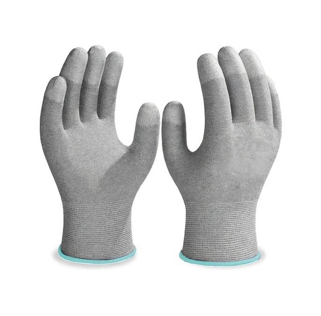 ESD Grey Safety gloves | Pack of 1 | Carbon Fibre with Anti - Static Technology | Snug Fit, Slip Resistant | Reusable & Washable Gloves | Hand Gloves for Electrical Appliances Kunplast