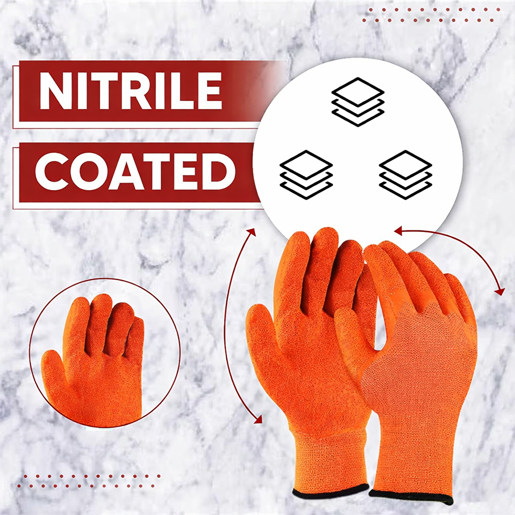 Nylon Nitrile Half Coated (Back Also) Industrial Safety Hand Gloves Anti-Cut, Cut Resistant, Heat Resistant, Industrial Use, for Finger and Hand Protection Kunplast