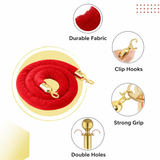 Stainless Steel Golden Queue Manager Barricade with Red Velvet Rope (900mm Pillar, 1.5mtr Rope) Kunplast