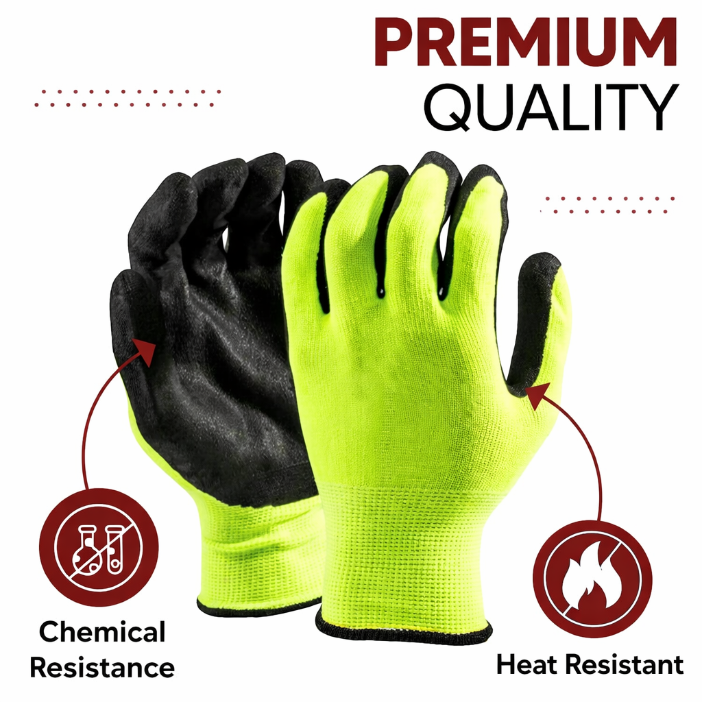 Nylon Nitrile Coated Industrial Safety Hand Gloves Anti-Cut, Cut Resistant, Heat Resistant, Industrial Use, For Finger and Hand Protection Kunplast