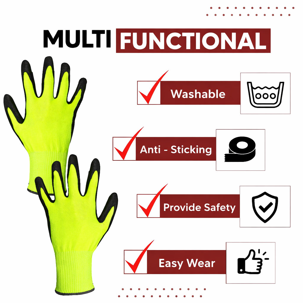 Nylon Nitrile Coated Industrial Safety Hand Gloves Anti-Cut, Cut Resistant, Heat Resistant, Industrial Use, For Finger and Hand Protection Kunplast