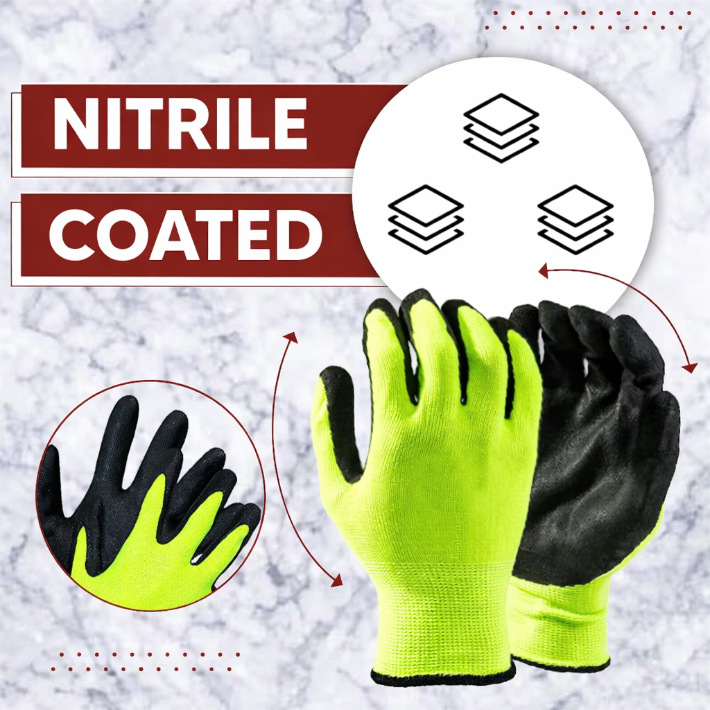 Nylon Nitrile Coated Industrial Safety Hand Gloves Anti-Cut, Cut Resistant, Heat Resistant, Industrial Use, For Finger and Hand Protection Kunplast