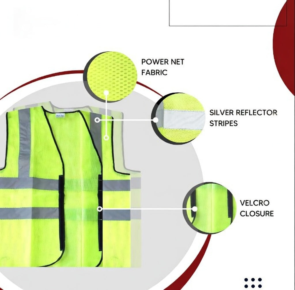 Polyster Fabric V Neck Reflective Safety Jacket, Safety Coat For Traffic, Sports, Construction Site Kunplast