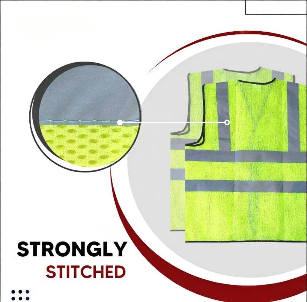 Polyster Fabric V Neck Reflective Safety Jacket, Safety Coat For Traffic, Sports, Construction Site Kunplast