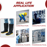 Steel Toe Lightweight Gum Boots, Standard Steel Safety Shoes, Anti Slip, Waterpoof, Breathable Printed Leather Shoes, Puncture and Tear Resistant, for Industrial Use (Yellow) Kunplast