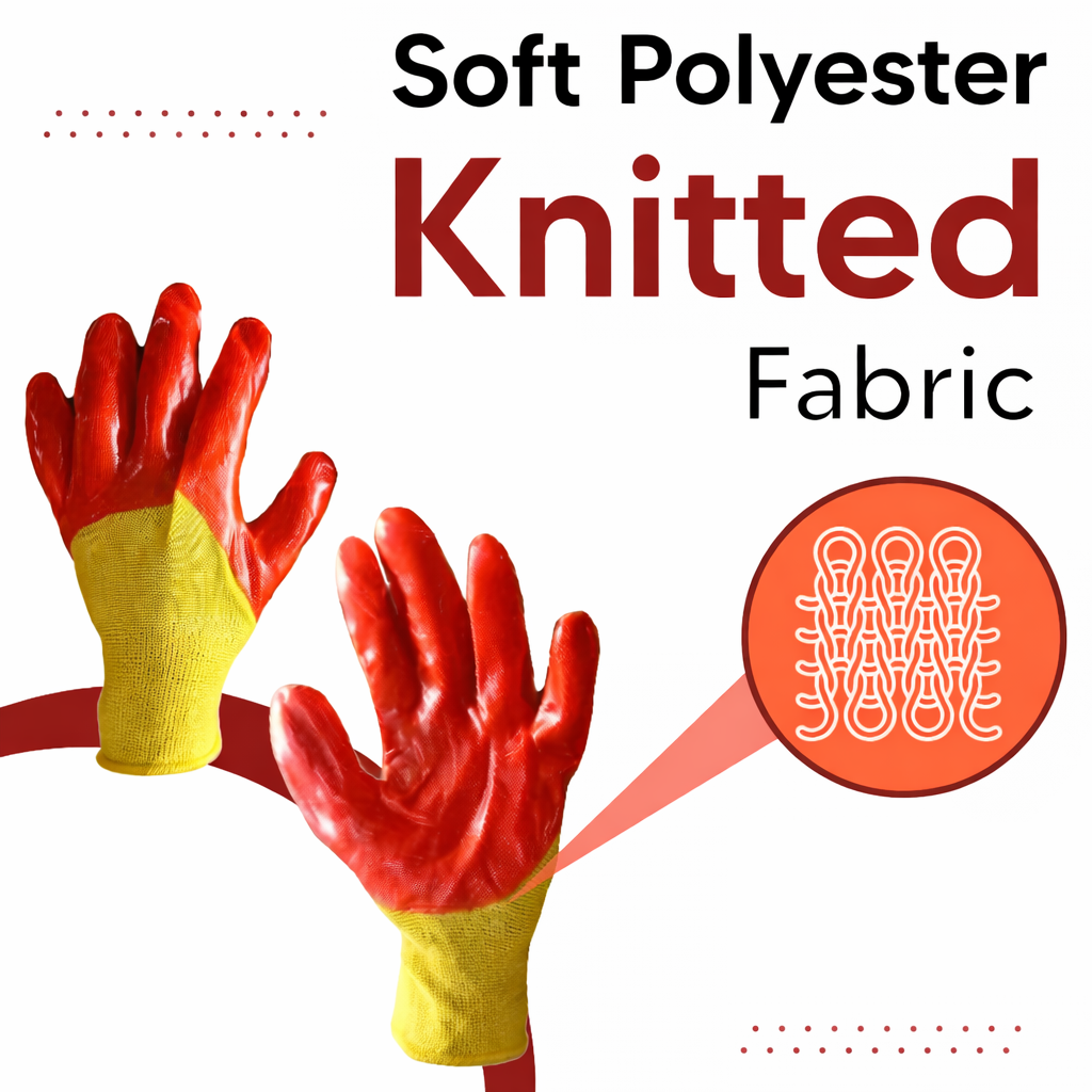 Nylon Nitrile Half Coated (Back Also) Industrial Safety Hand Gloves Anti-Cut, Cut Resistant, Heat Resistant, Industrial Use, for Finger and Hand Protection Kunplast