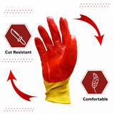 Nylon Nitrile Half Coated (Back Also) Industrial Safety Hand Gloves Anti-Cut, Cut Resistant, Heat Resistant, Industrial Use, for Finger and Hand Protection Kunplast