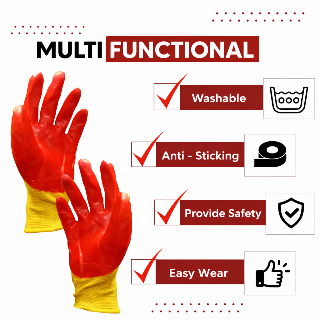 Nylon Nitrile Half Coated (Back Also) Industrial Safety Hand Gloves Anti-Cut, Cut Resistant, Heat Resistant, Industrial Use, for Finger and Hand Protection Kunplast