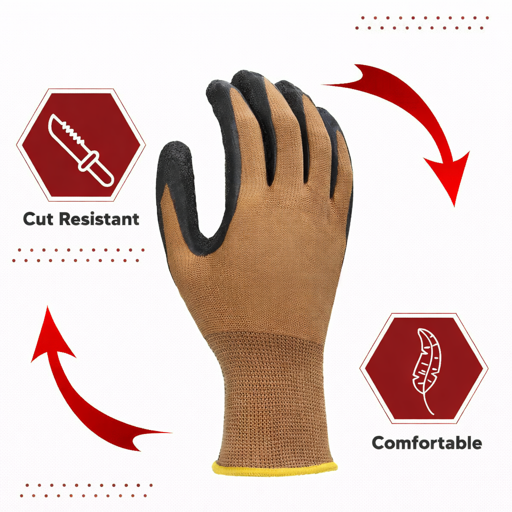 Nylon Nitrile Coated Industrial Safety Hand Gloves Anti-Cut, Cut Resistant, Heat Resistant, Industrial Use, For Finger and Hand Protection Kunplast