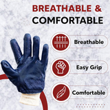 Industrial Safety Gloves Anti-Cut (Fully Coated Close Cuff) for Finger and Hand Protection, Heat Resistant, Cut Proof, Water Resistant, PVC Coated Polyester Hand Gloves Kunplast