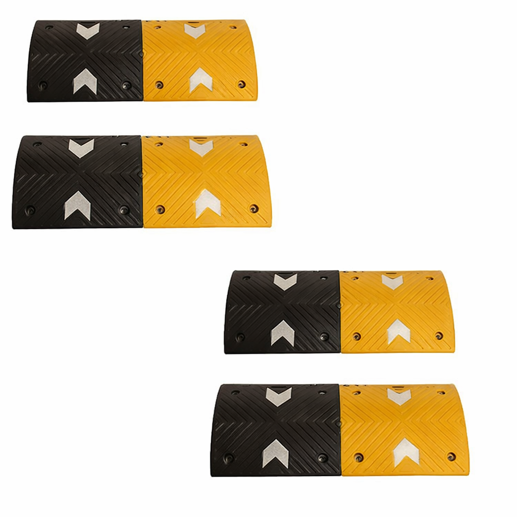 Kunplast Rubber Road Speed Breaker With Heavy Duty Load Capacity, 4 Mtr, 50MM, Black and Yellow (4X Yellow - 4 X Black) Kunplast