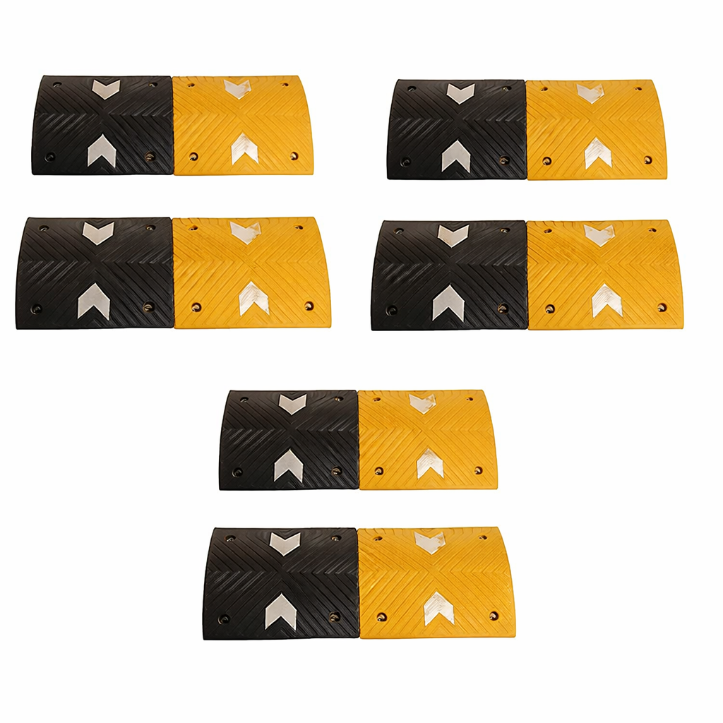 Kunplast Rubber Road Speed Breaker With Heavy Duty Load Capacity, 6 Mtr, 50MM, Black and Yellow (6X Yellow - 6 X Black) Kunplast