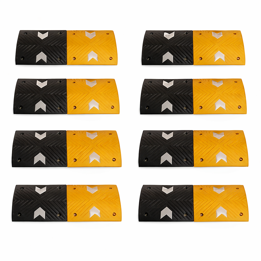 Kunplast Rubber Road Speed Breaker With Heavy Duty Load Capacity, 8 Mtr, 50MM, Black and Yellow (8X Yellow - 8X Black) Kunplast