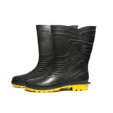 Health Safe Gum Boot For Men, (28.5cm Height) (Black/Yellow) Flexible PVC, Oil/Water/Acid Resistance, Industrial/Labor/Worker Purpose, Unisex Gumboot Kunplast