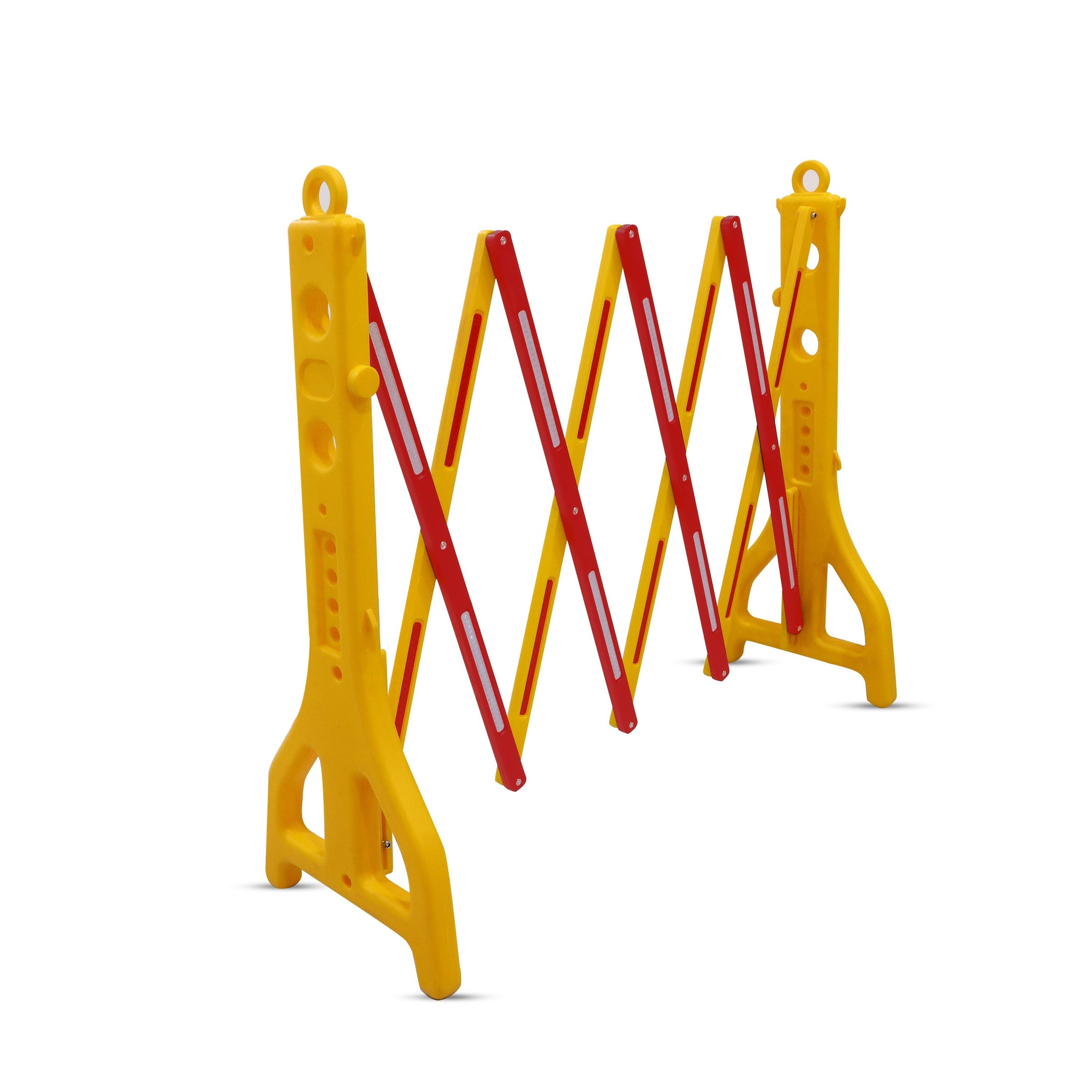 Yellow & Red Expandable Barricade, 8.3 Feet, Adjustable Road Barricade with Reflective Strips Kunplast