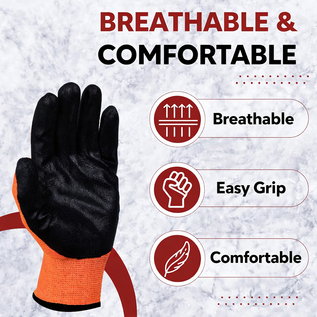 Nylon Nitrile Half Coated (Back Also) Industrial Safety Hand Gloves Anti-Cut, Cut Resistant, Heat Resistant, Industrial Use, for Finger and Hand Protection Kunplast