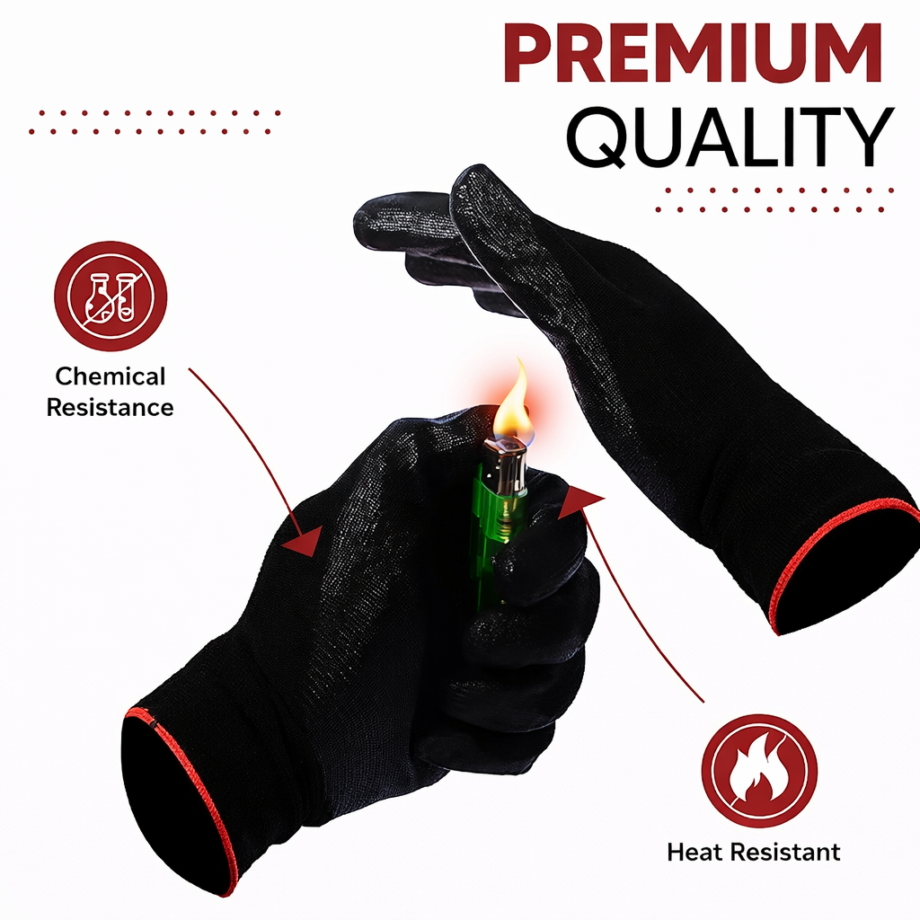 Nylon Nitrile Coated Industrial Safety Hand Gloves Anti-Cut, Heat Resistant, for Finger and Hand Protection Kunplast