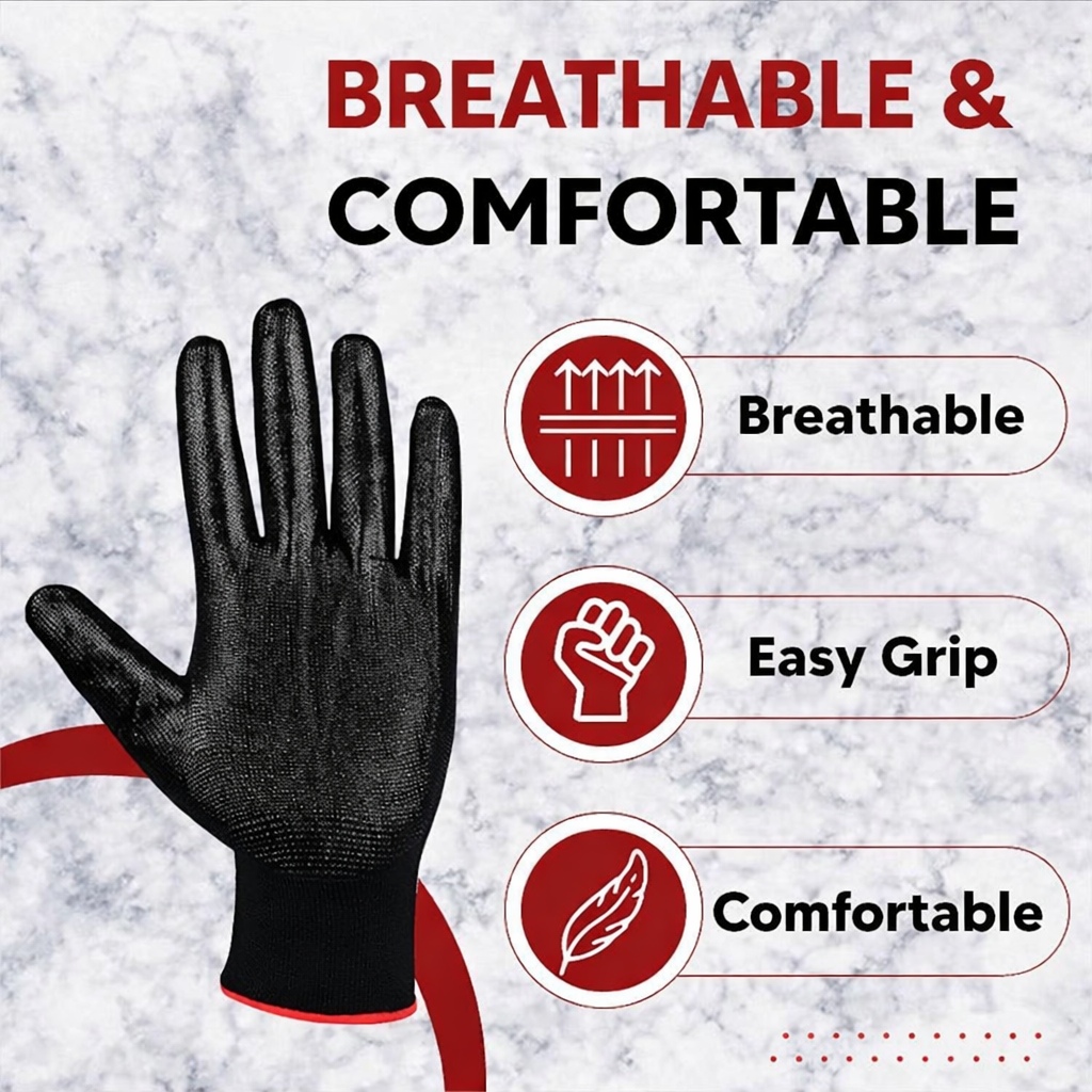 Nylon Nitrile Coated Industrial Safety Hand Gloves Anti-Cut, Heat Resistant, for Finger and Hand Protection Kunplast