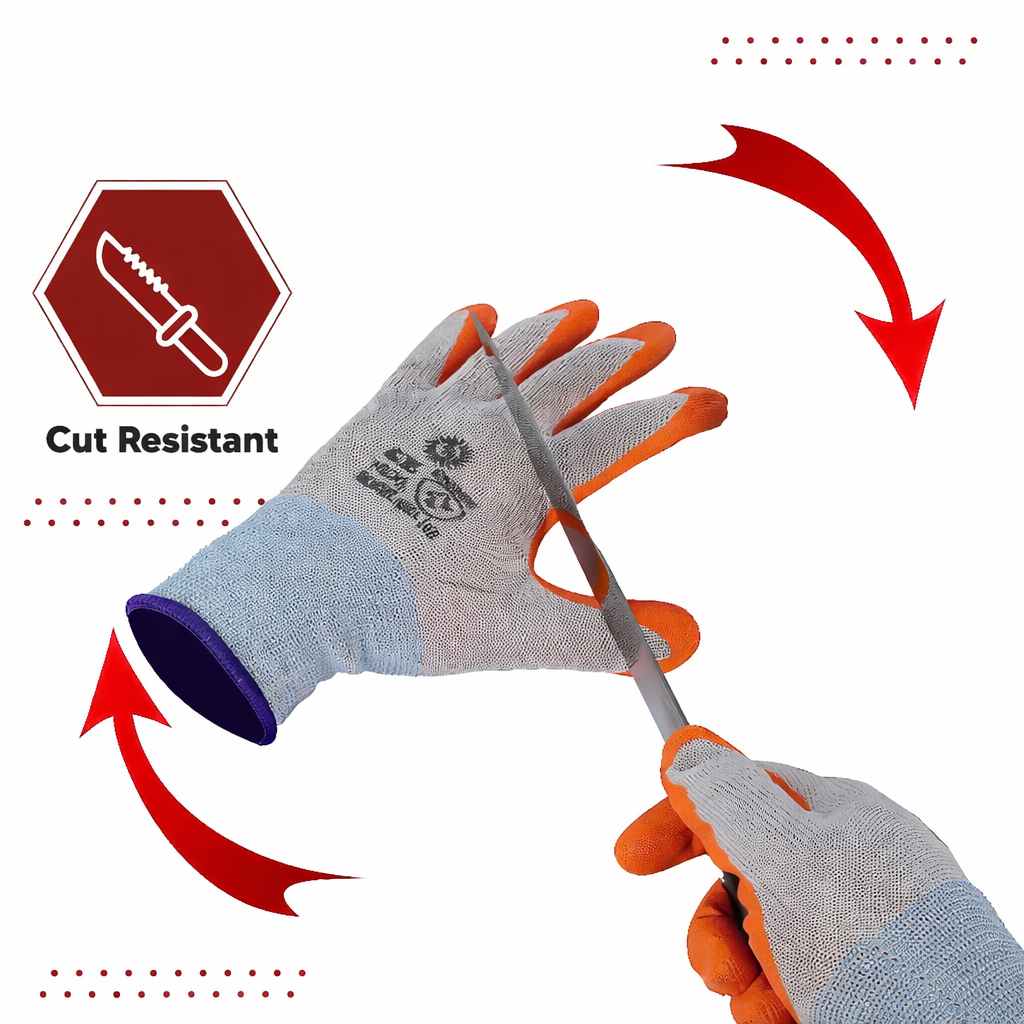 Nylon Nitrile Coated Industrial Safety Hand Gloves Anti-Cut, Cut Resistant, Heat Resistant, Industrial Use, for Finger and Hand Protection Kunplast