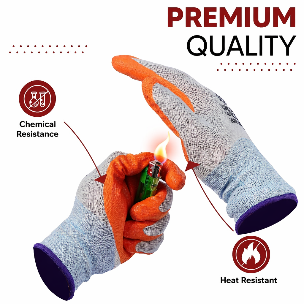 Nylon Nitrile Coated Industrial Safety Hand Gloves Anti-Cut, Cut Resistant, Heat Resistant, Industrial Use, for Finger and Hand Protection Kunplast