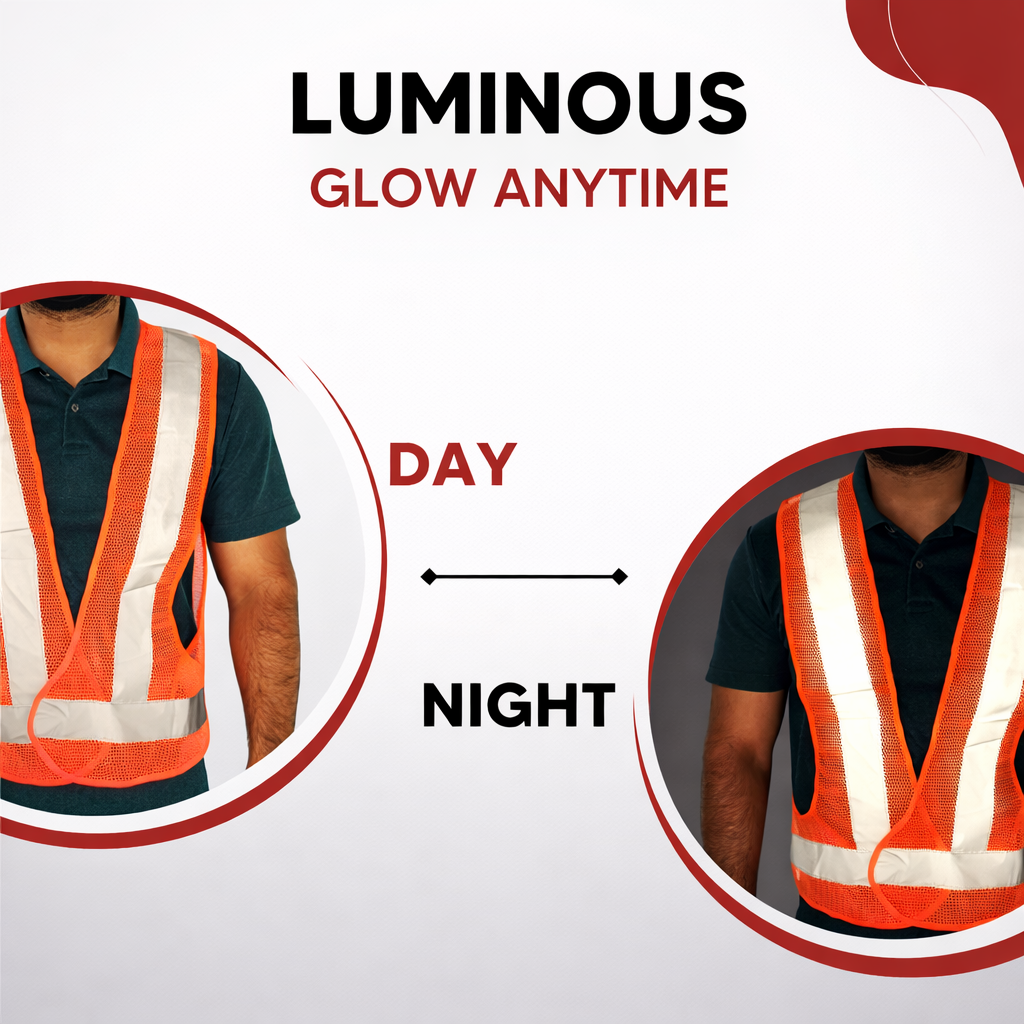 Health Safe Polyster Fabric Orange Reflective Safety Jacket Safety Coat With Velcro Clousure For Traffic, Sports, Construction Site Kunplast
