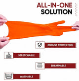 Premium Orange Rubber Cleaning Gloves, Reusable Gloves for Cleaning, Chemicals & Detergents Resistant, Heavy Duty Hand Gloves, Hand Gloves for Dish Washing, Gardening & Cleaning Kunplast