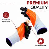 Nylon Nitrile Half Coated (Back Also) Industrial Safety Hand Gloves Anti-Cut, Cut Resistant, Heat Resistant, Industrial Use, for Finger and Hand Protection Kunplast