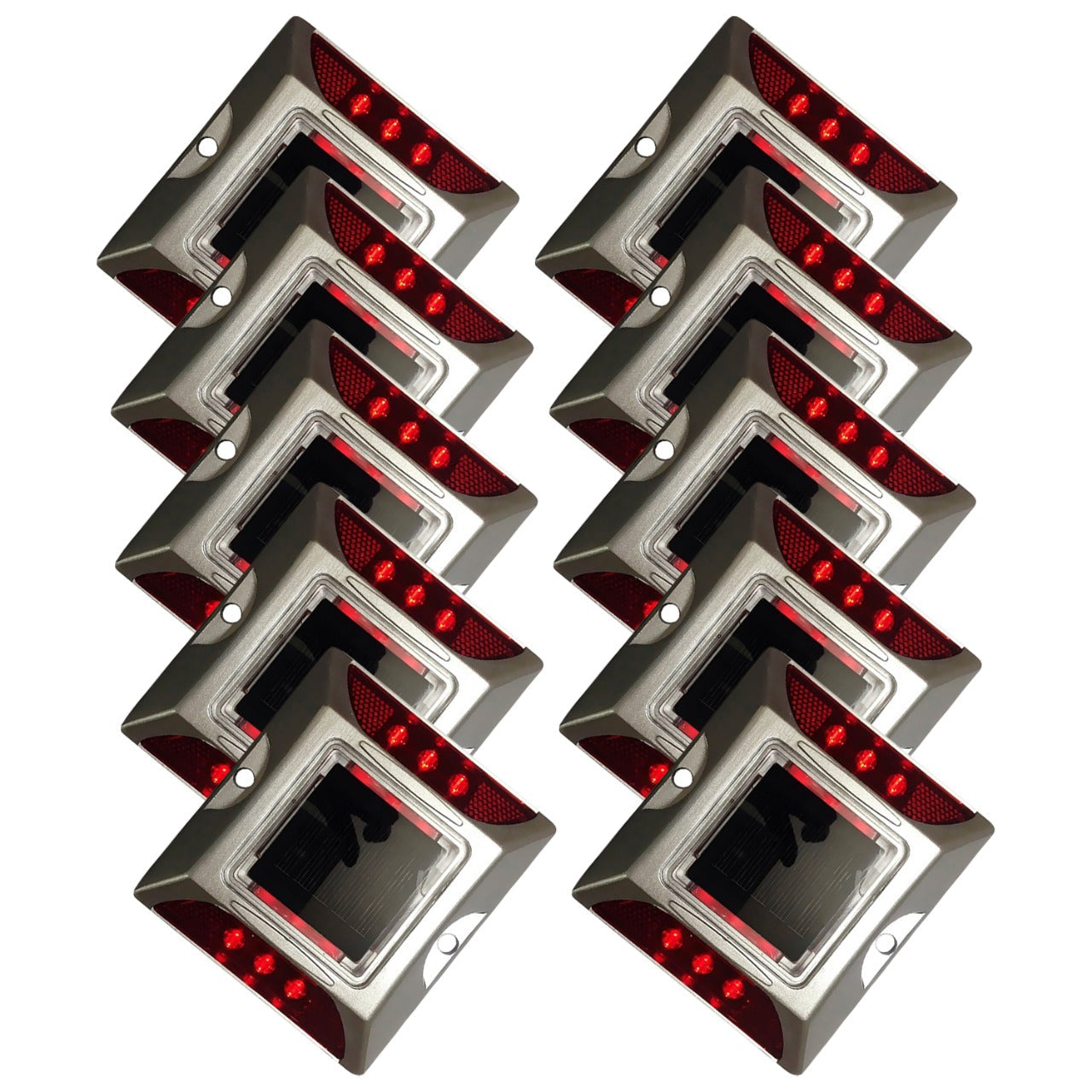 Aluminium Material Solar Stud with Greater Visibility Than 800mtr (Silver and Red) for Road Safety Kunplast