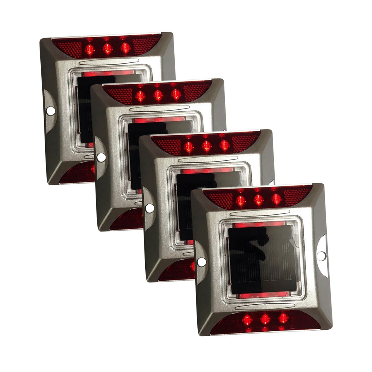 Aluminium Material Solar Stud with Greater Visibility Than 800mtr (Silver and Red) for Road Safety Kunplast