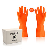 Premium Orange Rubber Cleaning Gloves, Reusable Gloves for Cleaning, Chemicals & Detergents Resistant, Heavy Duty Hand Gloves, Hand Gloves for Dish Washing, Gardening & Cleaning Kunplast