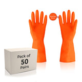 Premium Orange Rubber Cleaning Gloves, Reusable Gloves for Cleaning, Chemicals & Detergents Resistant, Heavy Duty Hand Gloves, Hand Gloves for Dish Washing, Gardening & Cleaning Kunplast