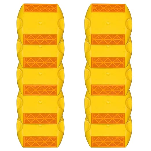Kunplast Yellow Road Stud Reflector | Heavy Duty Cat Eye for Road Safety | High Visibility Reflective Studs with Weatherproof for Highways,Parking,Driveways,Factories & Industrial Projects Kunplast