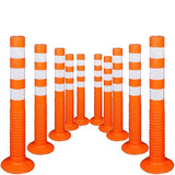 Kunplast Flexible Plastic Spring Post Barrier High Grade Polymer Material With 3 White Reflective Tapes Easy To Install Safety T- Top Bollard Barrier Parking Block (Orange) Kunplast