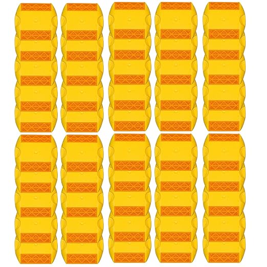 Kunplast Yellow Road Stud Reflector | Heavy Duty Cat Eye for Road Safety | High Visibility Reflective Studs with Weatherproof for Highways,Parking,Driveways,Factories & Industrial Projects Kunplast