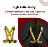 High Visibility Protective Safety Reflective Vest Belt Jacket, Night Cycling Reflector Strips Cross Belt Stripes Adjustable Vest Safety Jacket (DUAL COLOUR) Kunplast