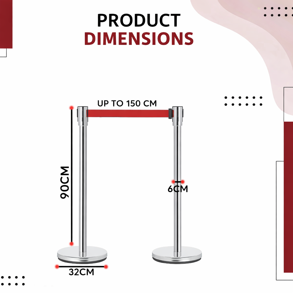 Stainless Steel Silver Queue Manager, Assorted Color Belt, 900 mm Pillar, 2 pole with Expandable 3mtr stanchion Kunplast