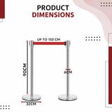Stainless Steel Silver Queue Manager, Assorted Color Belt, 900 mm Pillar, 2 pole with Expandable 3mtr stanchion Kunplast