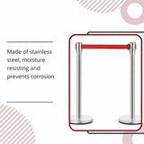 Stainless Steel Silver Queue Manager, Assorted Color Belt, 900 mm Pillar, 2 pole with Expandable 3mtr stanchion Kunplast