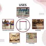Stainless Steel Silver Queue Manager, Assorted Color Belt, 900 mm Pillar, 2 pole with Expandable 3mtr stanchion Kunplast