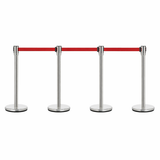 Stainless Steel Silver Queue Manager, Assorted Color Belt, 900 mm Pillar, 2 pole with Expandable 3mtr stanchion Kunplast