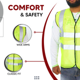 Polyster Fabric V Neck Reflective Safety Jacket, Safety Coat For Traffic, Sports, Construction Site Kunplast